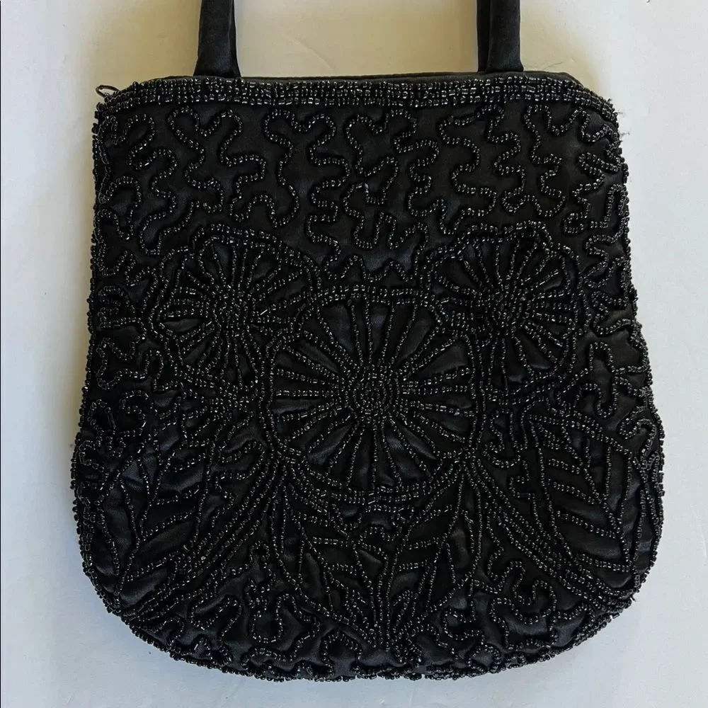 Vintage Y2K Black Beaded evening party Bag made in India